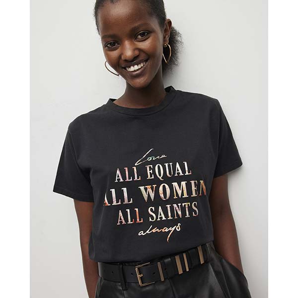 Allsaints Australia Womens Raye Grace Day Charity T-Shirt Black AU45-874